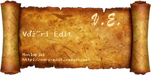 Vári Edit névjegykártya